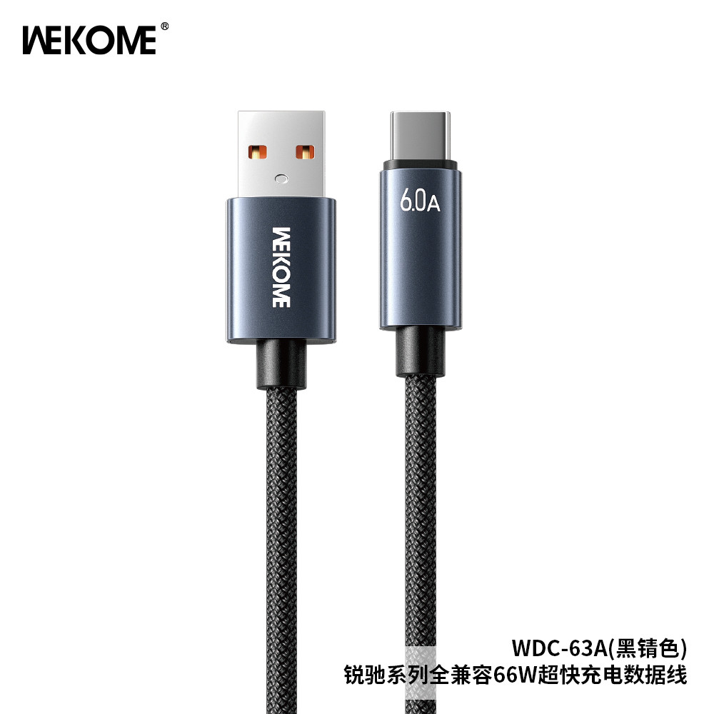 WEKOME WDC-63A USB to Type-C Cable 66W Fast Charging Cable – 1.2 Meter High-Speed Data Transfer Cable for Smartphones, Tablets & Type-C Devices