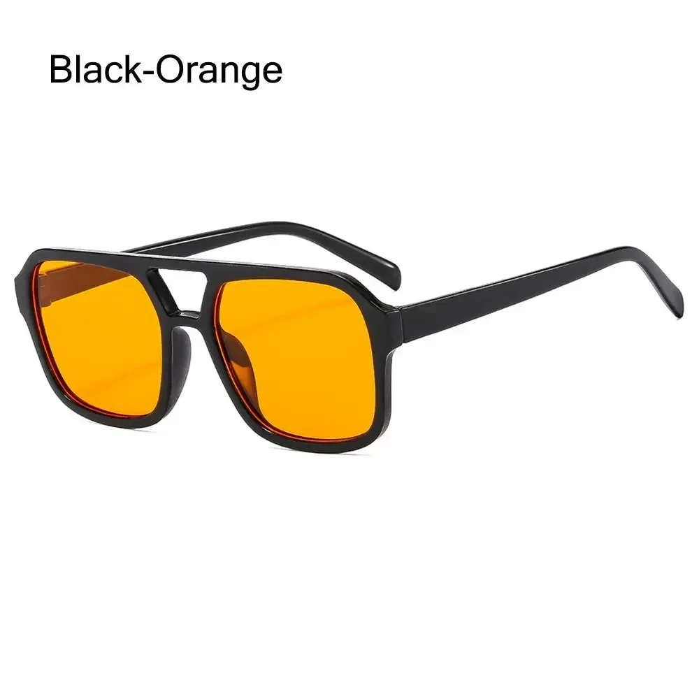 Punk Square Frame Sunglasses – Retro UV Protection Black Shades (Brown & Yellow) | Unisex Beach & Travel Eyewear