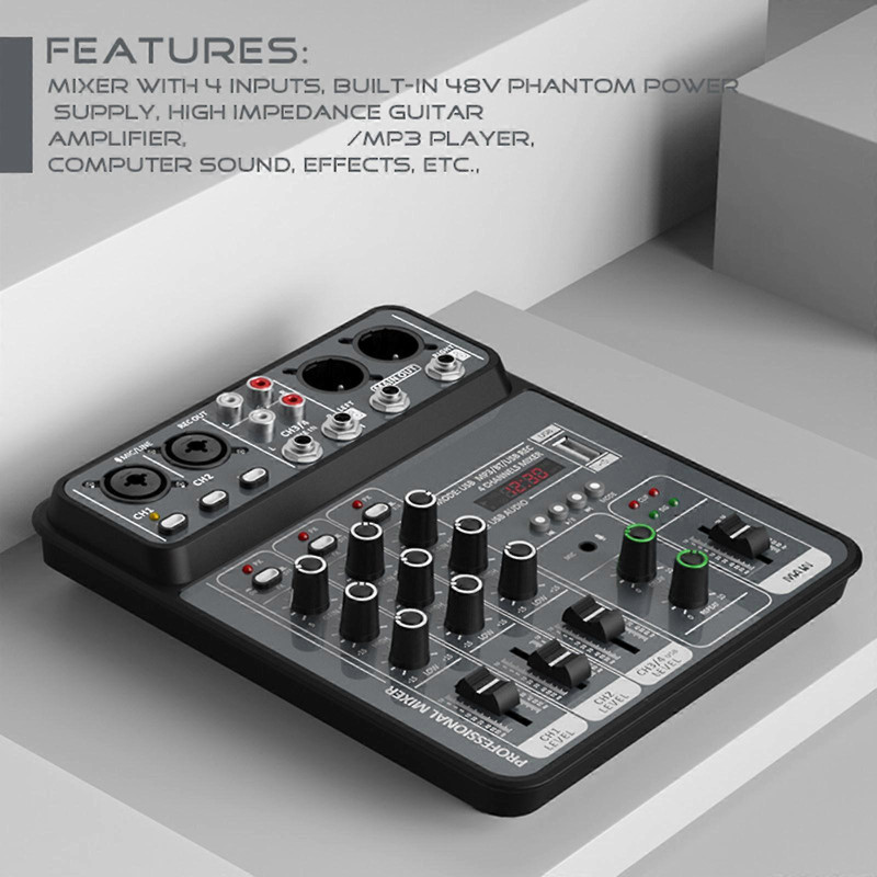 Professional 4-Channel Audio Mixing Console