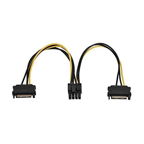 15-Pin Dual SATA Male to 8-Pin Female PCIe Power Adapter Cable