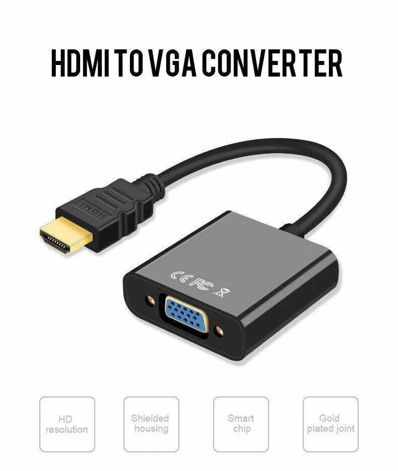HDMI male → VGA female converter