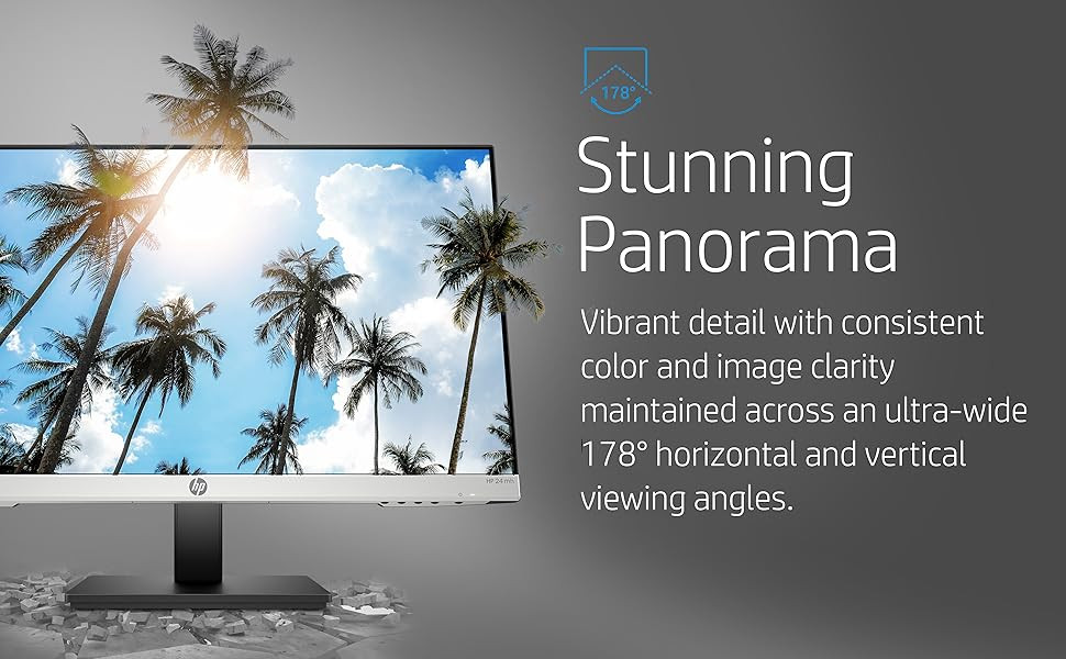 HP 24mh 23.8" FHD IPS Monitor – 1080p Ultra-Slim Display with Built-in Speakers, HDMI & DisplayPort, Height & Tilt Adjustable, VESA Mount for Office, Home & Productivity Use