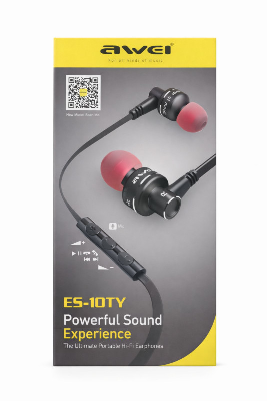 Awei ES-10TY Wired In-Ear Earphones with Microphone – 3.5mm Stereo Bass Headphones for Phone, Laptop & Tablet