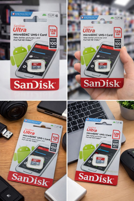 128GB microSDXC UHS-I Memory Card – Class 10, A1, High-Speed, Full HD Video, Compatible with Smartphones, Tablets, Cameras, Drones, GoPro, Nintendo Switch