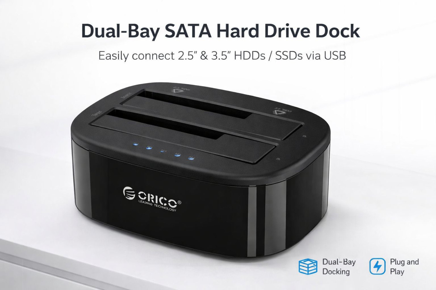 2-Bay SATA Hard Drive Dock with Offline Clone