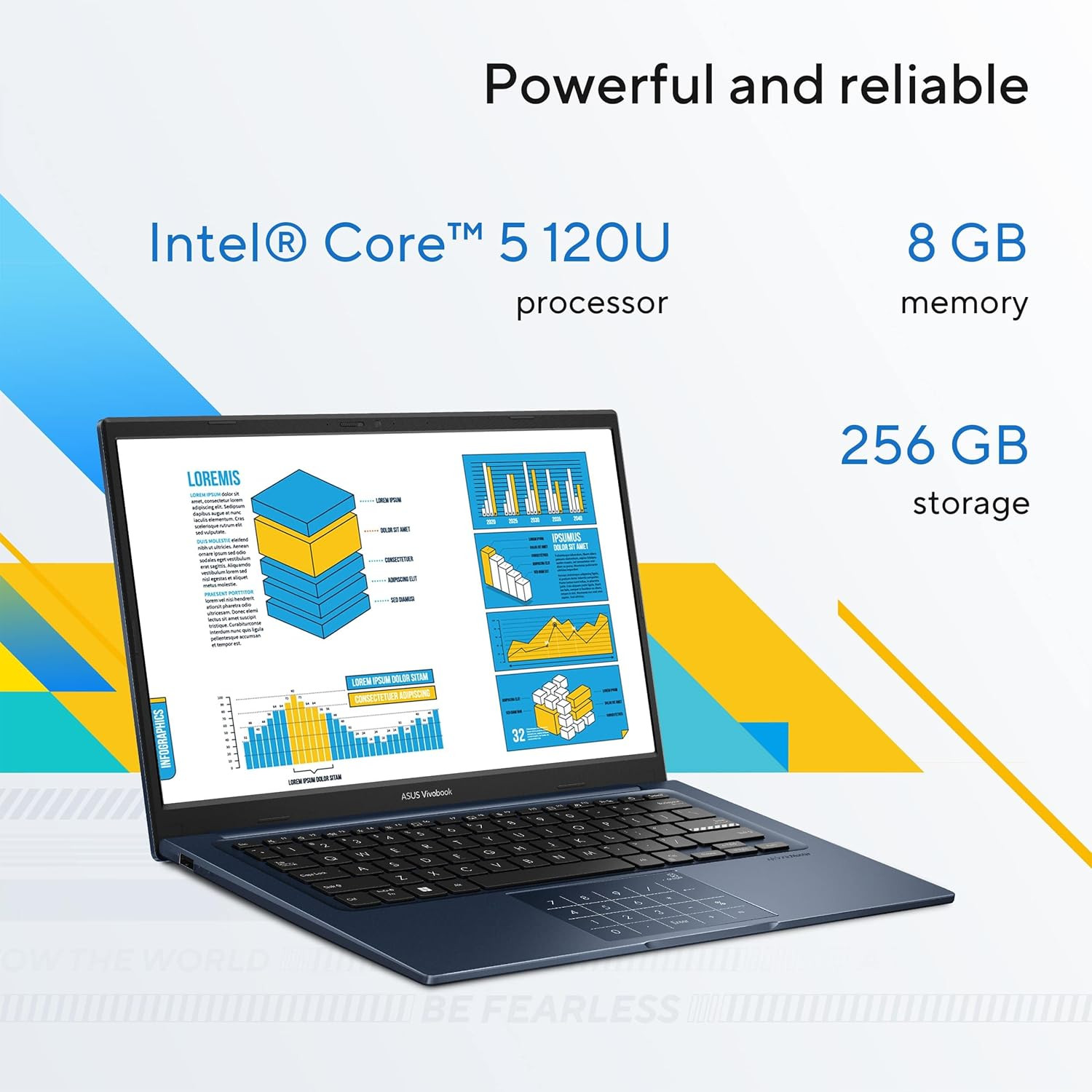 Asus Vivobook 14 X1404VAP-V14 Laptop – 14” FHD LED Display, Intel Core 5 120U Processor, 8GB DDR4-3200 RAM, 256GB SSD, Windows 11, Slim & Lightweight Design– Portable Student & Office Laptop Internati