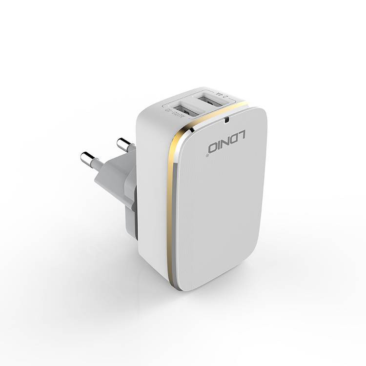 LDNIO A2204-2PT Travel Charger – Dual-USB 2.4 A Wall Adapter