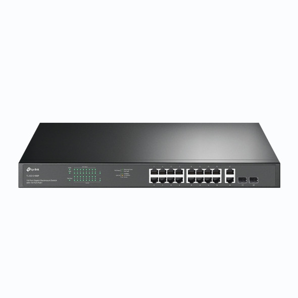 TP-Link TL-SG1218MP 18-Port Gigabit Rackmount PoE+ Switch – 16 PoE+ Ports, 250W, 2 SFP Slots