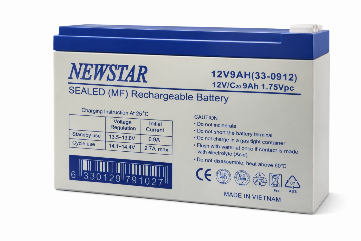 Newstar 12V 9Ah SLA VRLA Rechargeable Battery – Maintenance-Free UPS & CCTV Backup