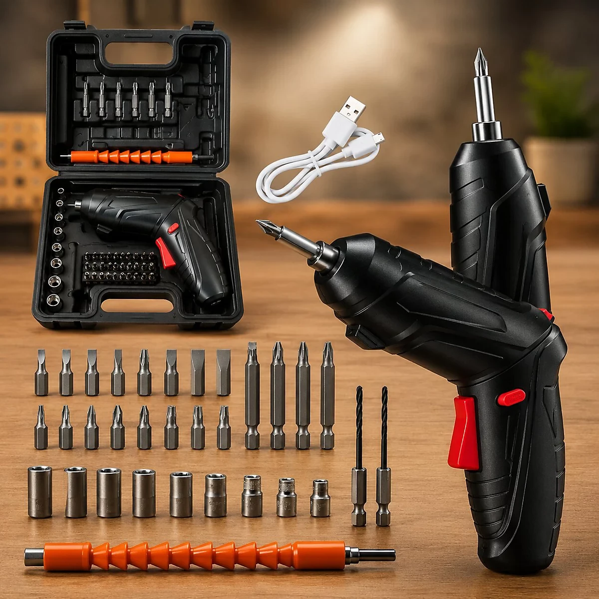 Cordless Electric Screwdriver 3.6V – 250RPM Rechargeable Screwdriver with 18650 1800mAh Battery & USB Charging