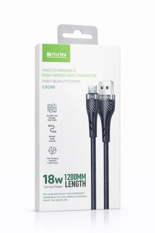 BAVIN CB295 18W USB-A to USB-C Fast Charging Data Cable 1.2M