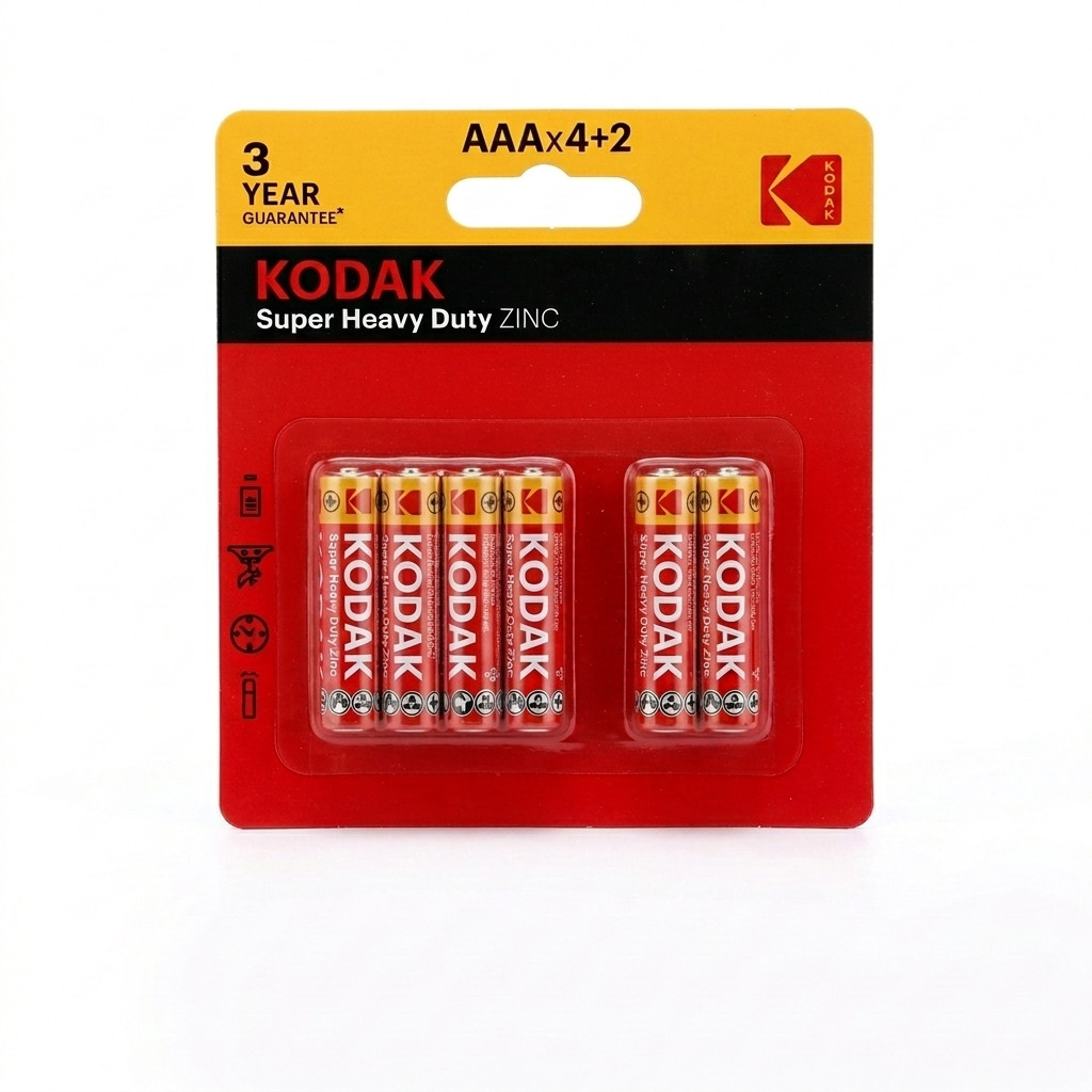 Kodak Extra Heavy Duty AAA Batteries – 6PCS-Pack | 1.5V Zinc-Carbon Batteries | Triple A Batteries for Everyday Electronic Devices