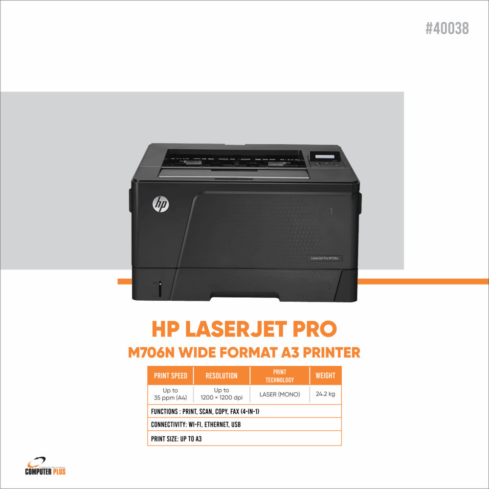 HP LaserJet Pro M706N – Wide Format A3 Printer