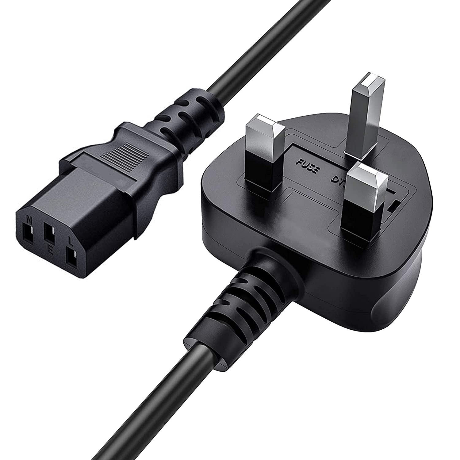 Power Cable - 3 Pin UK Plug AC Power Cable Wire With Fuse | PC & Monitor Power Cord
