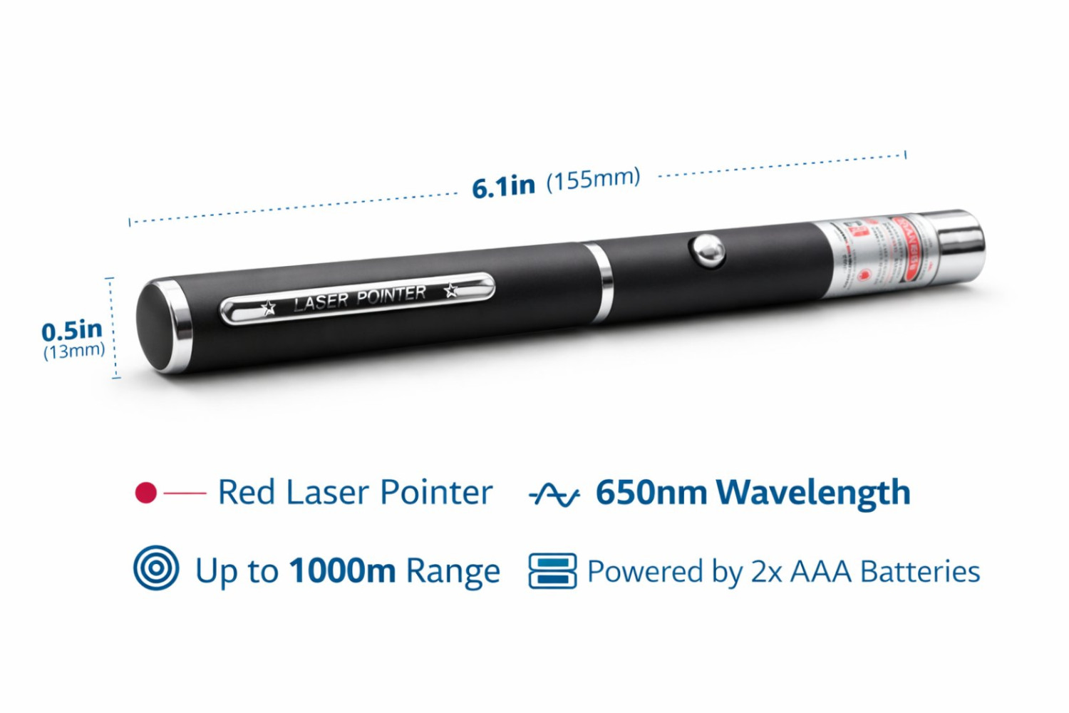 Professional Green Laser Pointer Pen – 650nm Wavelength, 1000m Long-Range