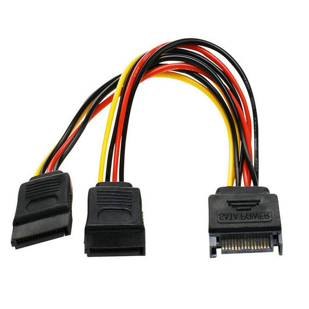 15-Pin SATA Power Splitter Cable – 1 Male to 2 Female