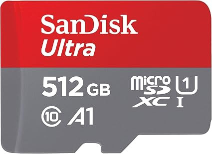 SANDISK 512GB Ultra microSDXC UHS-I Memory Card with Adapter - Up to 150MB/s, C10, U1, Full HD, A1, MicroSD Card - SDSQUAC-512G-GN6MA | Adapter included, Up to 150MB/s, UHS-I, U1, Class 10, A1