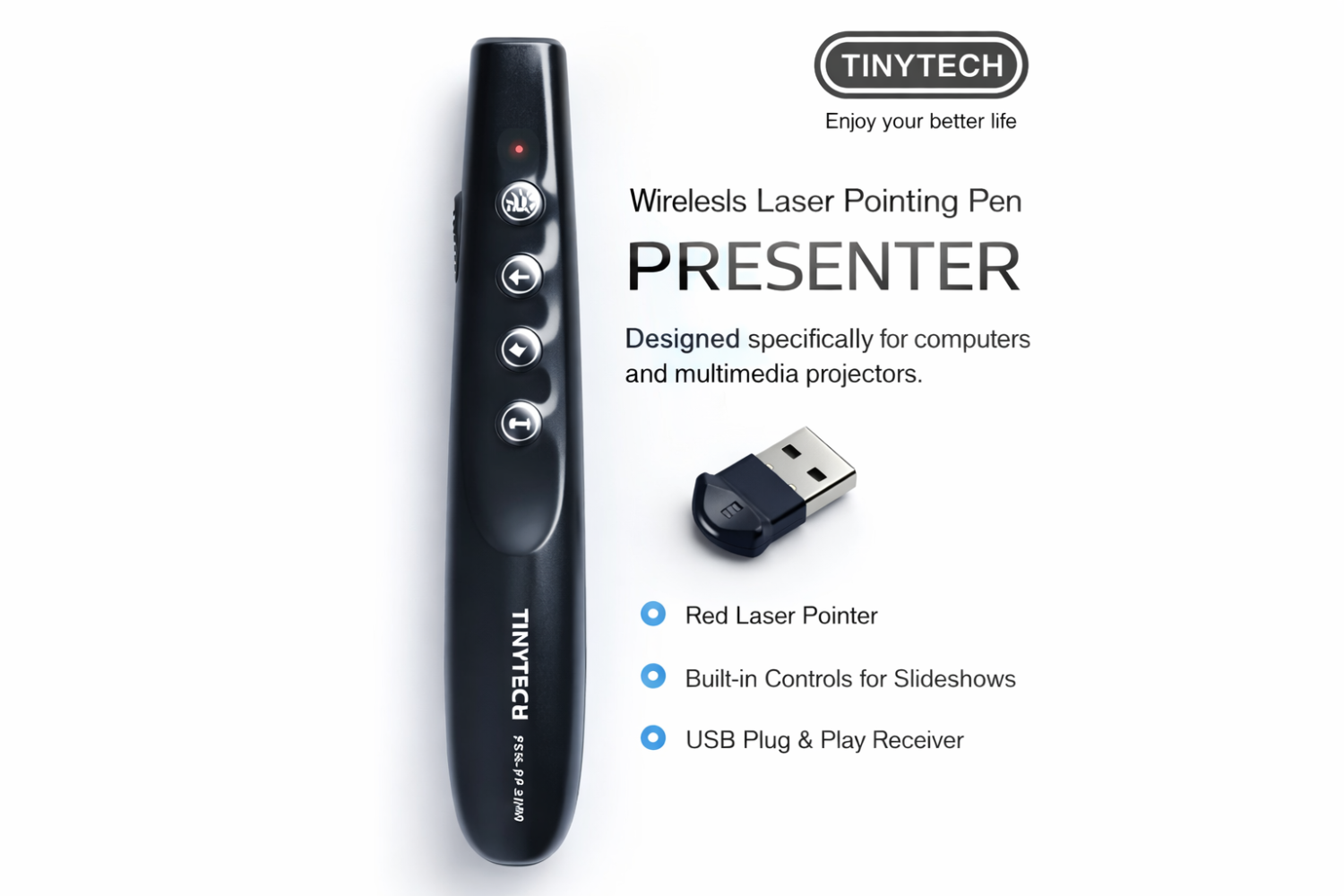 TinyTech Wireless USB Laser Pointer Presenter for PC & Projector