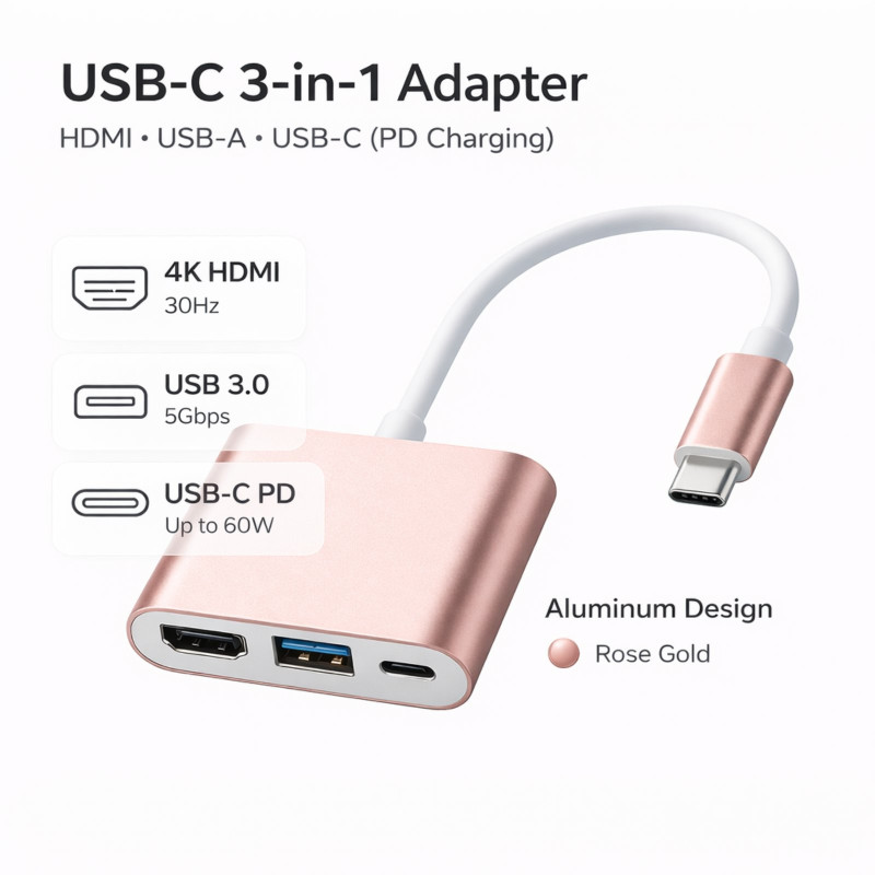 TINYTECH USB-C 3-in-1 Hub Adapter