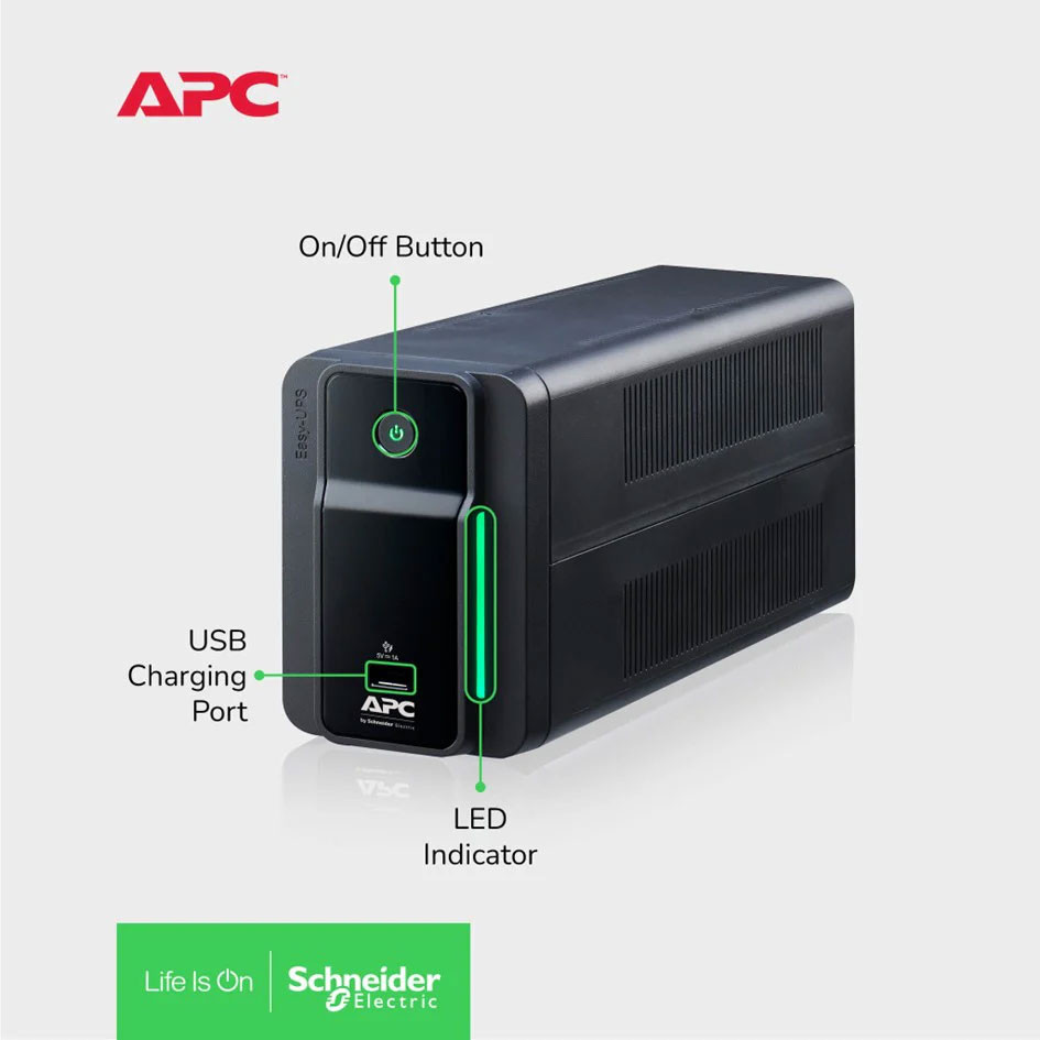APC Easy UPS BVX700LUI-MS 700VA Line-Interactive UPS with AVR & USB Charging Port – Compact Power Backup for Home & Office