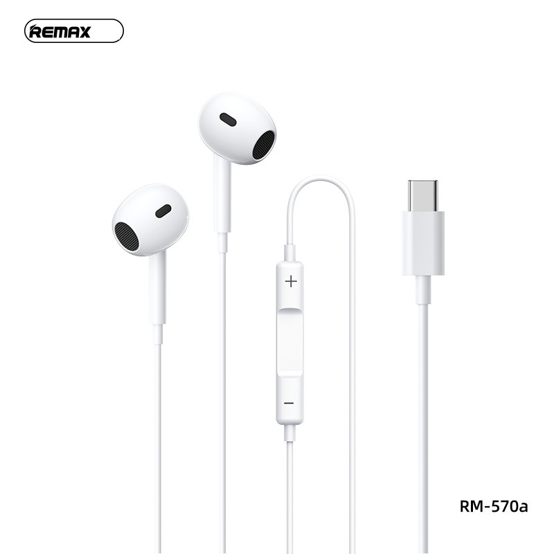 Remax RM570A Type-C Wired Earphones with Mic – HiFi Stereo Sound