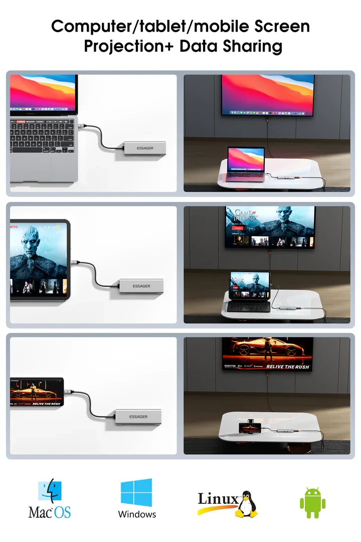 Essager 8-in-1 Laptop Hub